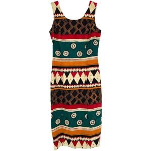 Andrea Jovine Striped African Print Sleeveless Sheath Dress size 4